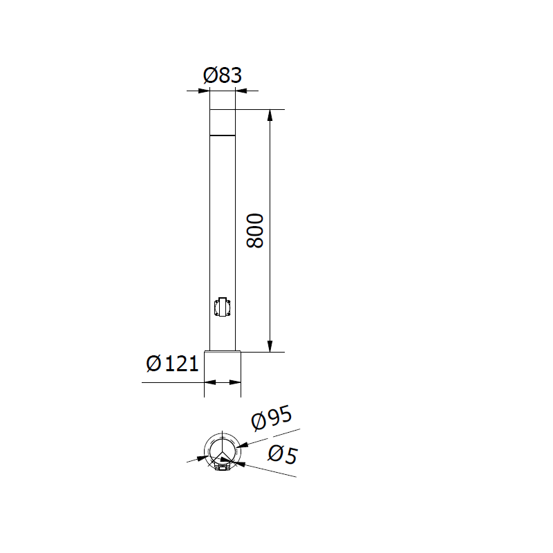 Borne lumineuse CORTA 80 E27 pour chemins avec prise