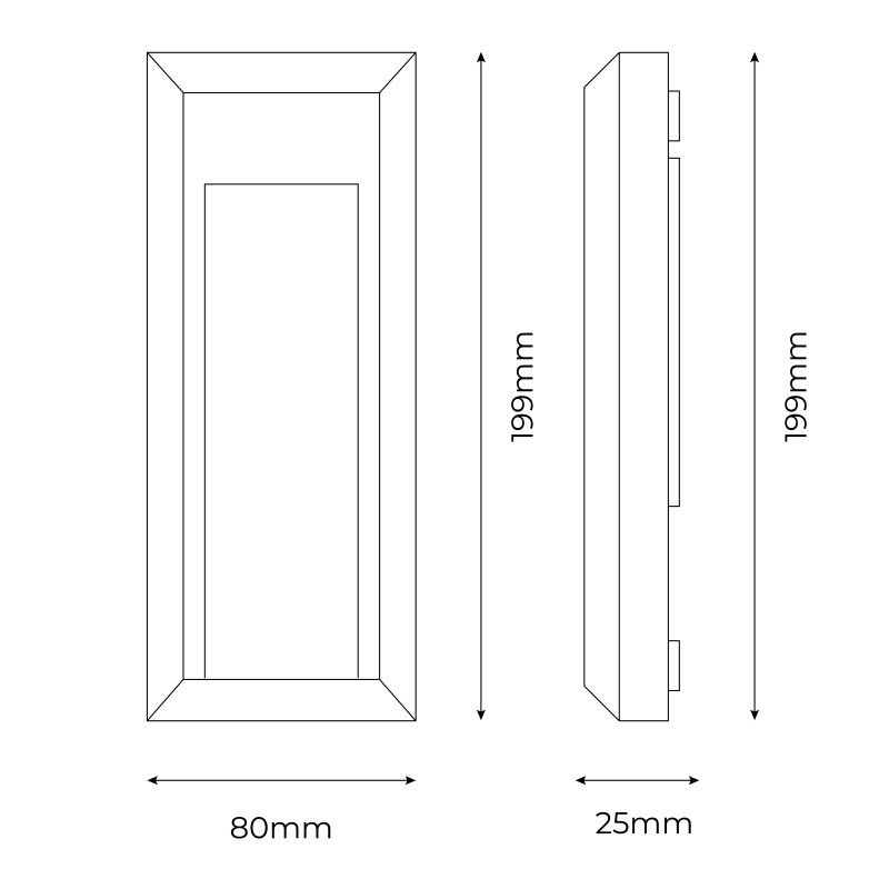 Baliza exterior LED superficie rectangular pared 1W 50Lm IP65